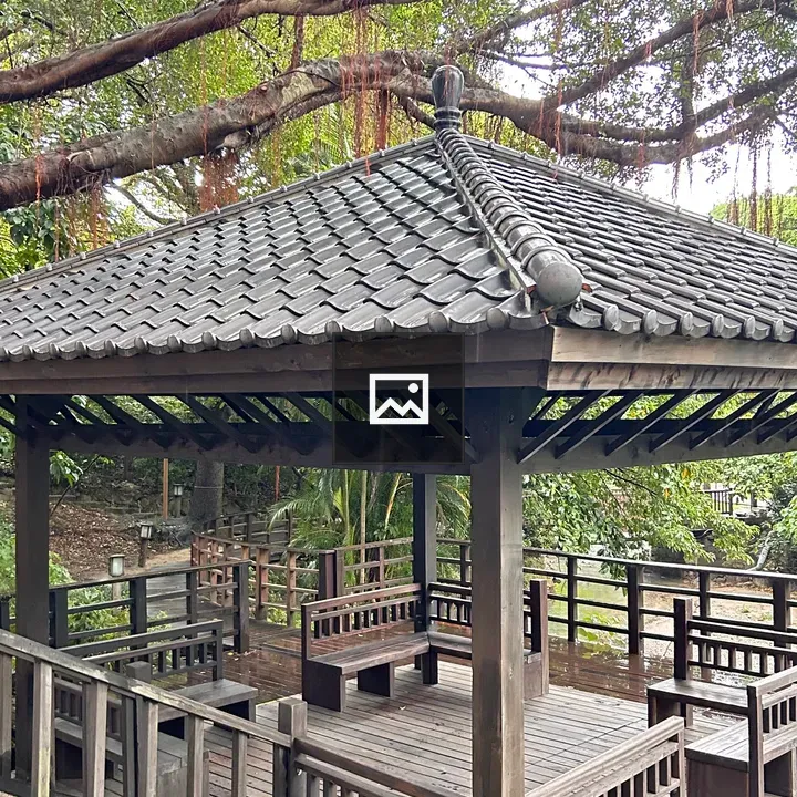 Wooden Gazebo with Tiled Roof