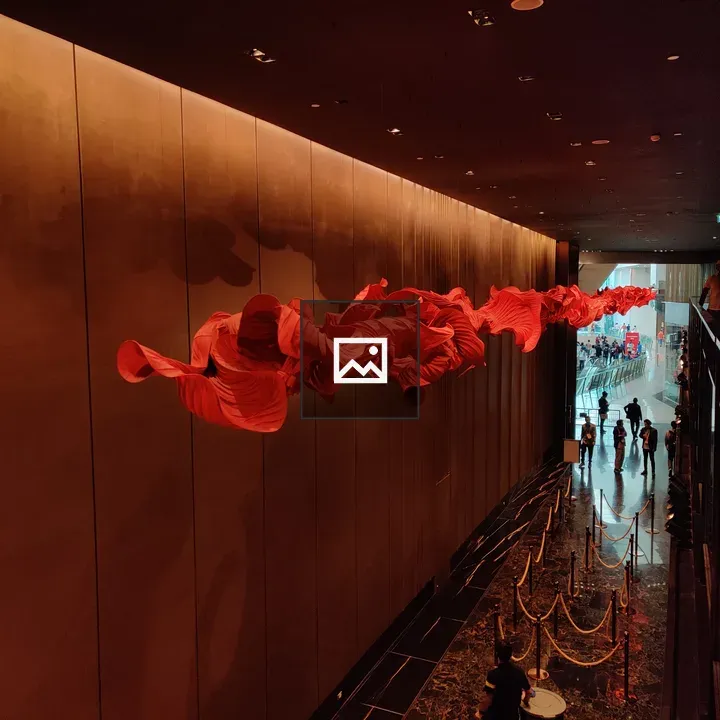 Red fabric installation