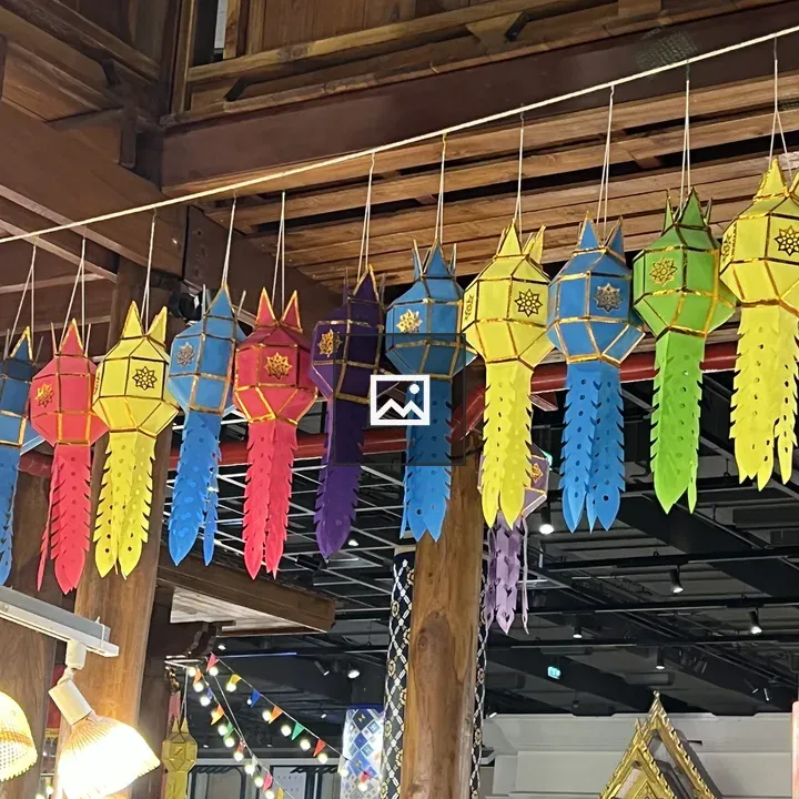Paper lanterns at a Bangkok market