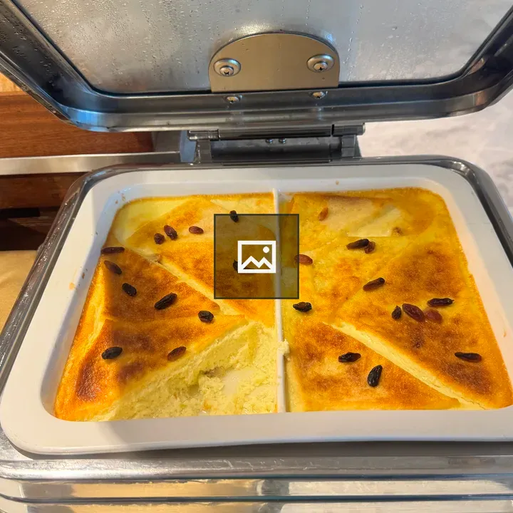 Baked cake slice in dish