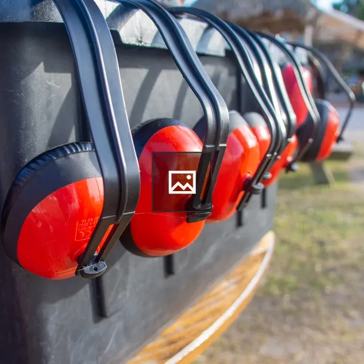 Ear protection headsets in basket