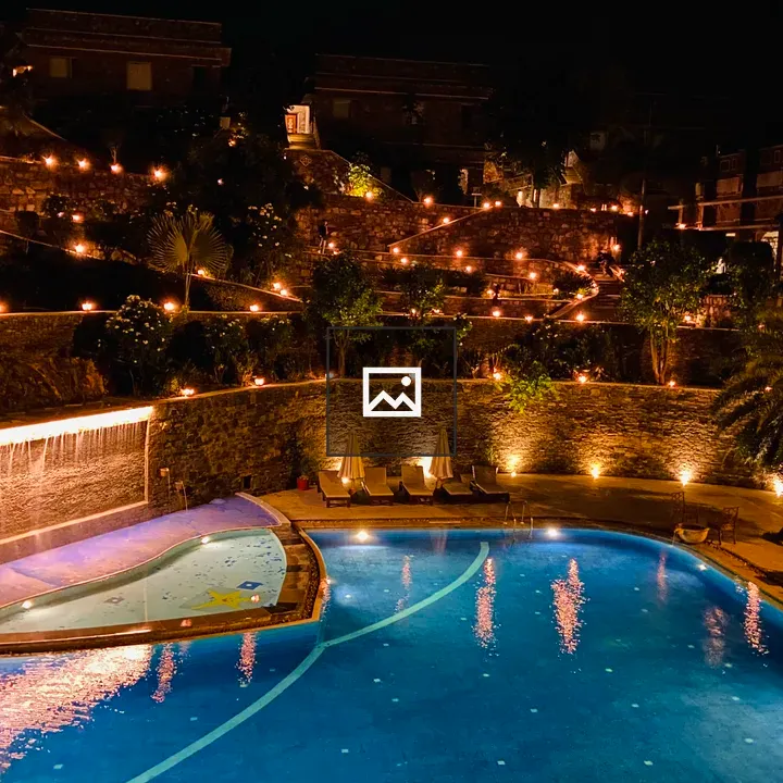 Nighttime Poolside Scene