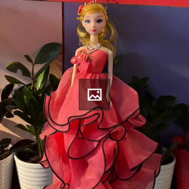 Doll in Pink Dress with Rose Necklace