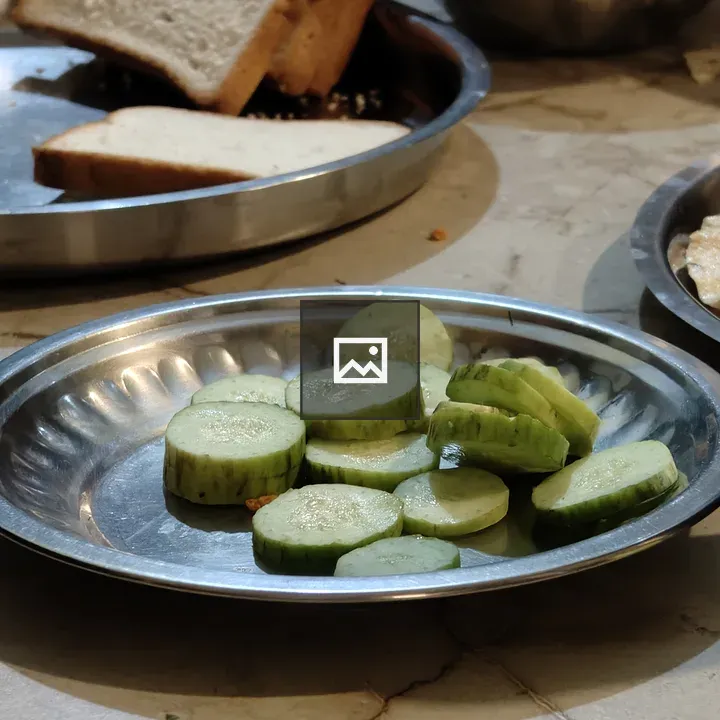 Chopped cucumber in steel plate