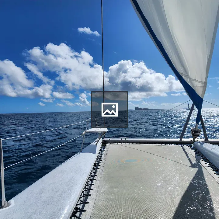 Catamaran sailing in gusty wind