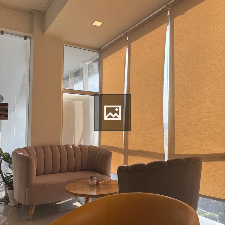 Interior space with large windows