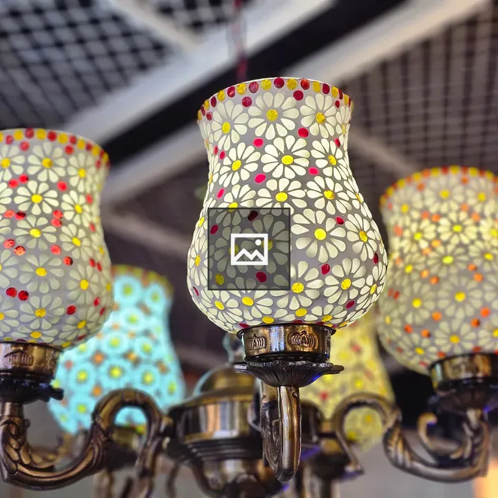 Chandelier with Mosaic Lampshades