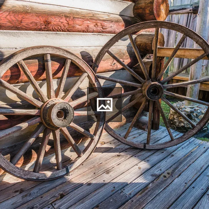 Old wagon wheels in Ft. Christmas