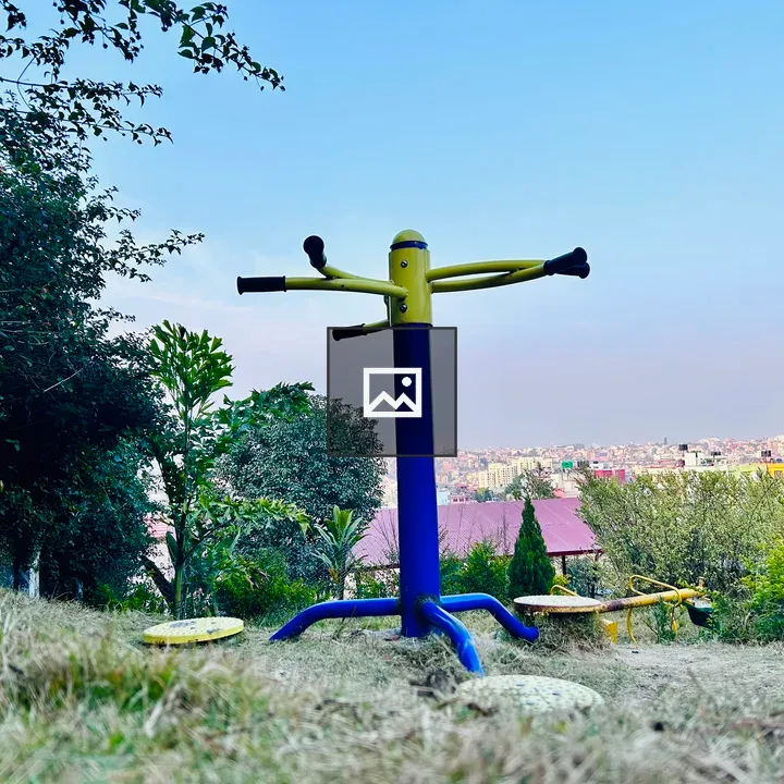 Outdoor fitness equipment in public park