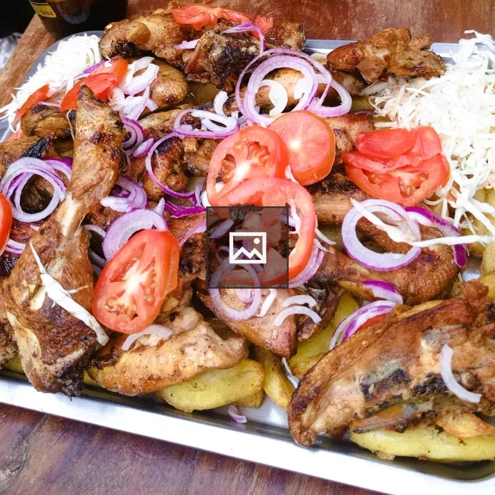 Large tray with grilled chicken