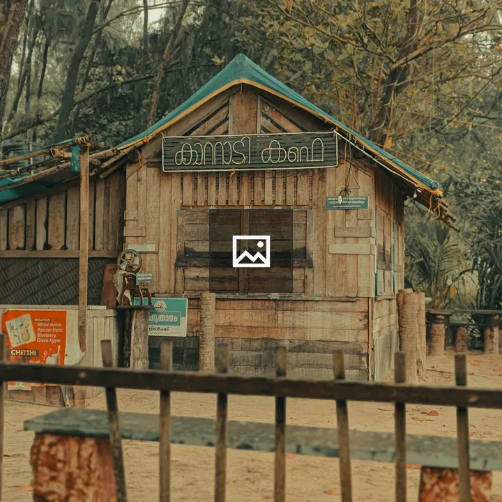 Rustic hut with blue tarp roof