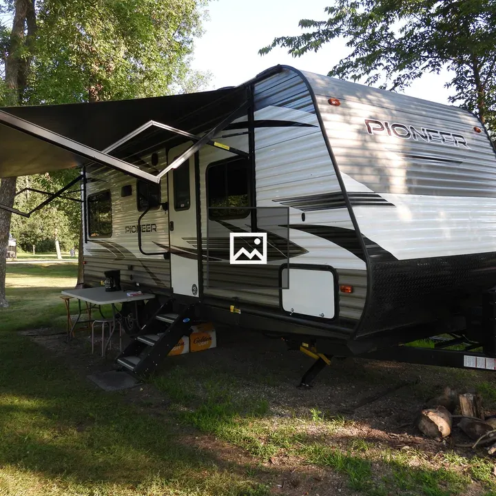 Camper parked at campsite