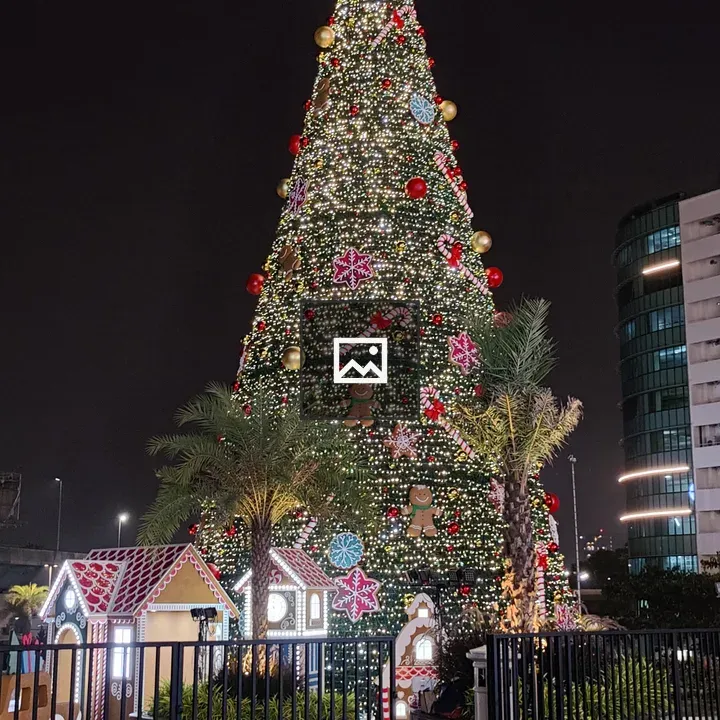 Christmas tree illuminated with ornaments