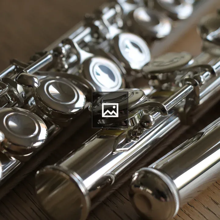 Close-up of silver-plated flute