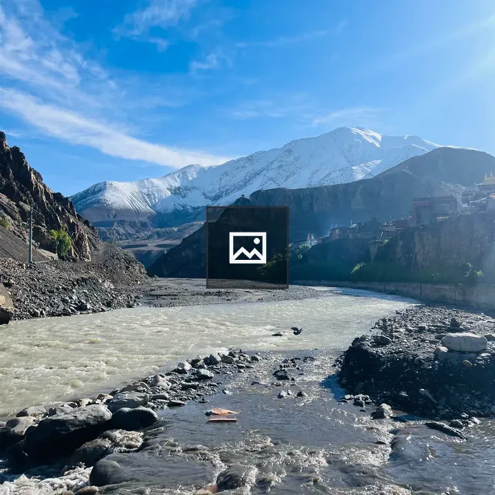 Nature scenery with hills and river