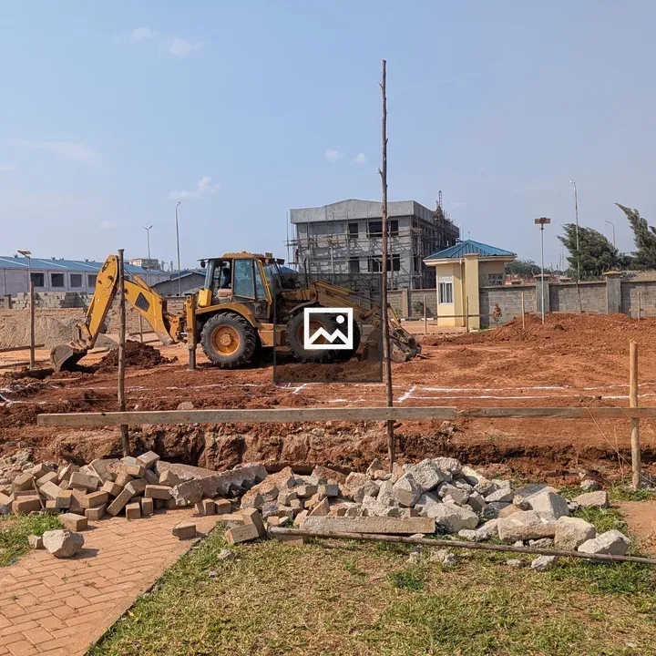 Construction site with backhoe