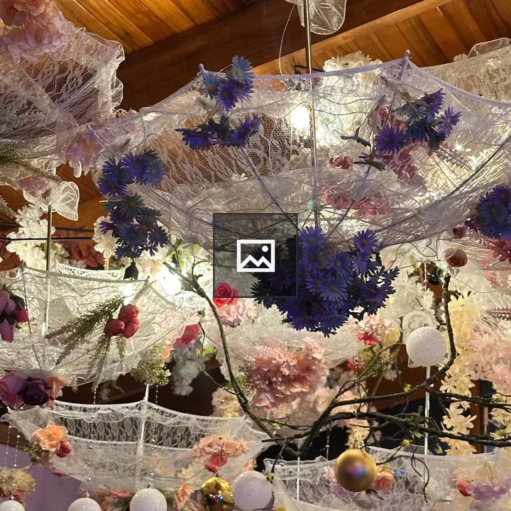 Whimsical lace umbrellas decor