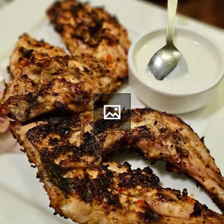 Grilled chicken pieces on plate