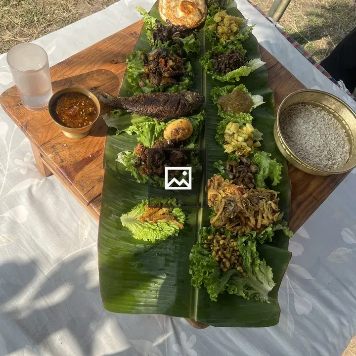 Platter of Foods on Banana Leaf