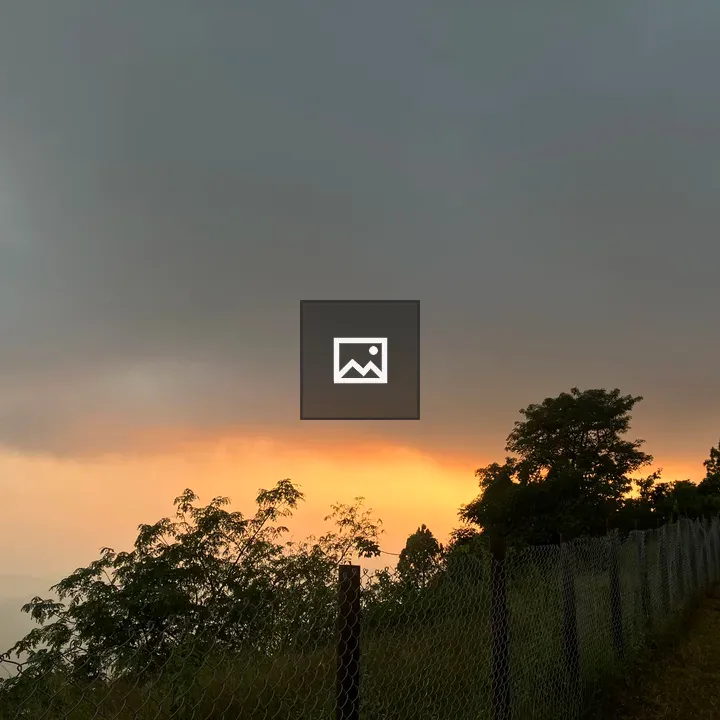 Sunset Landscape with Fence on hillside