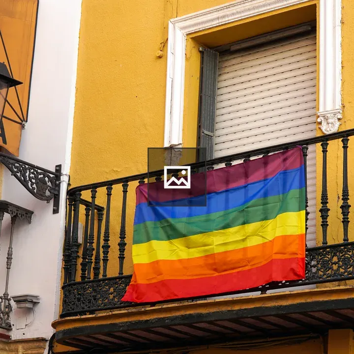 Rainbow flag on balcony