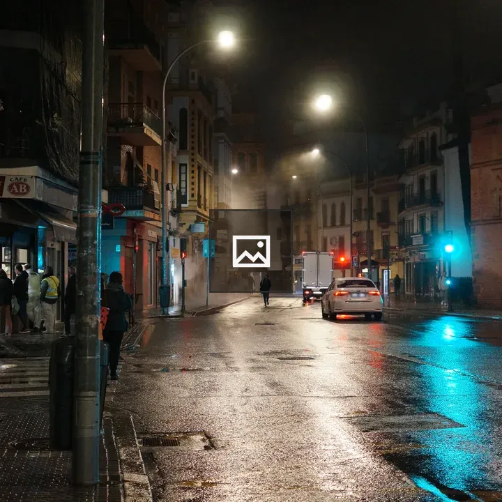 Hazy Sevilla Street at Dawn