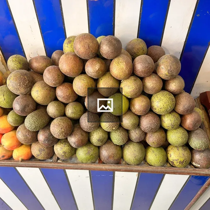 Avocados on striped stand