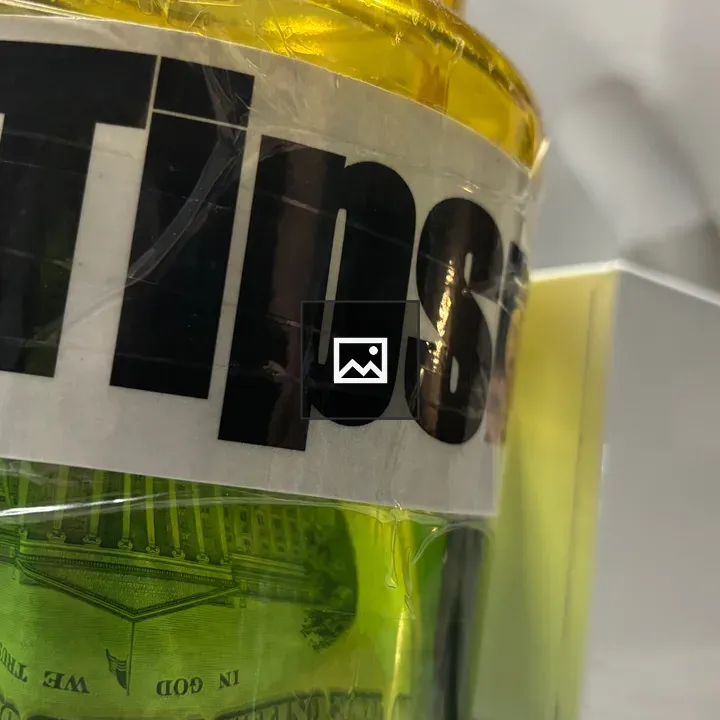 Tips jar with cash label