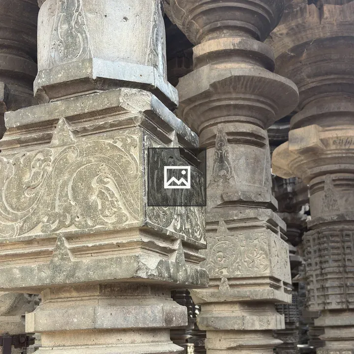 Carved stone pillars close-up