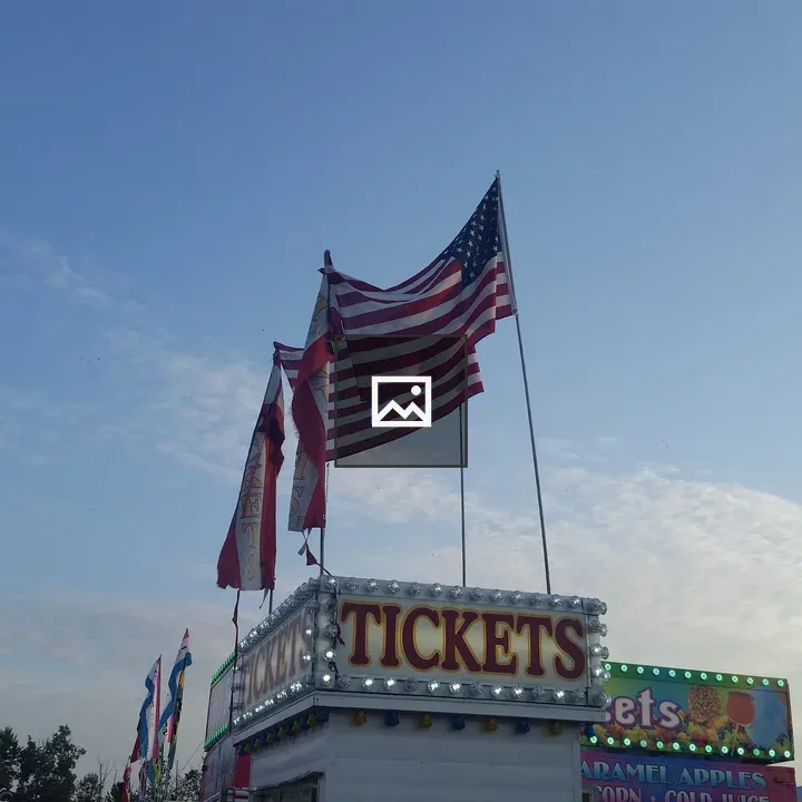 Flags over concession stand
