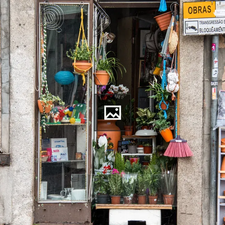 Small storefront door in Porto