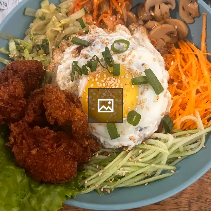 Blue Bowl with Vegetables, Egg