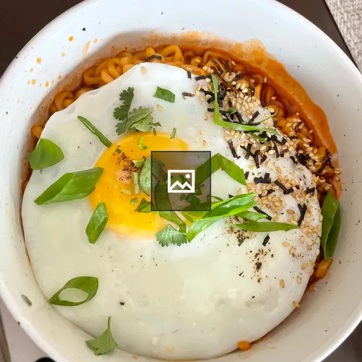 Noodles with Egg in Bowl