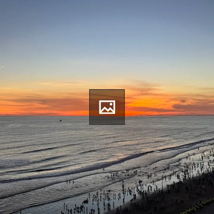 Beach sunset with waves and sky