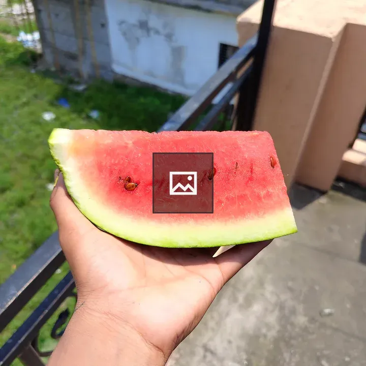 Watermelon slice held in hand