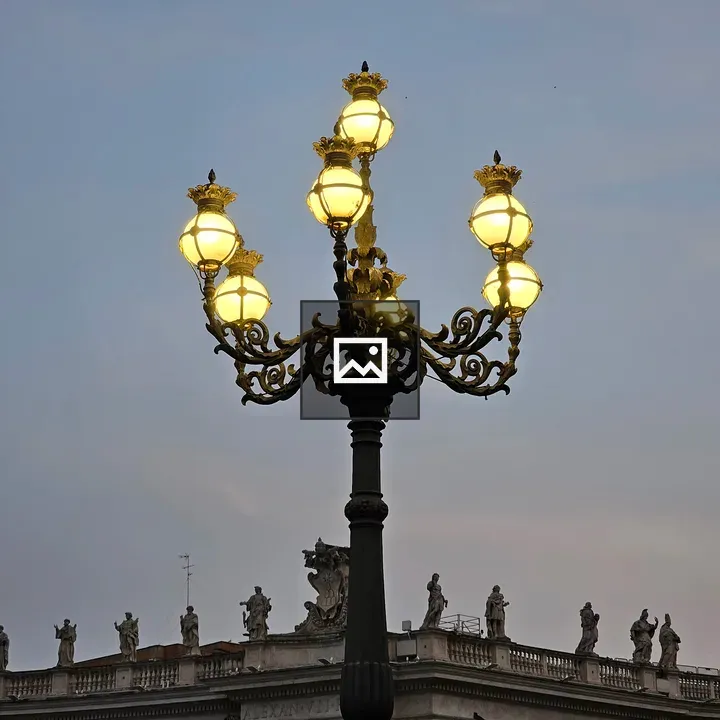 Decorative street lamp in twilight