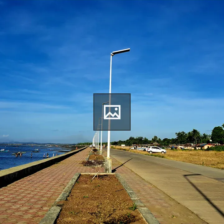 Coastal Walkway with Modern Streetlights