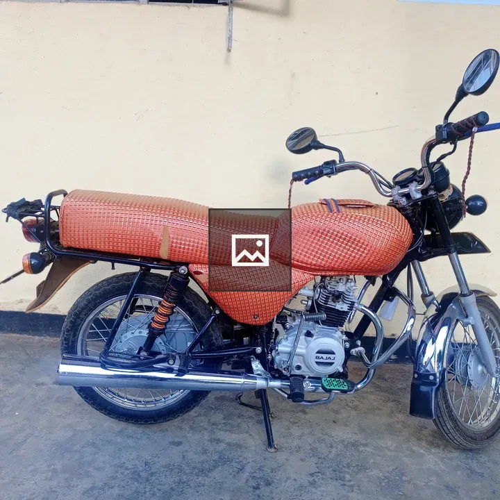 Motorcycle with Brown Patterned Seat