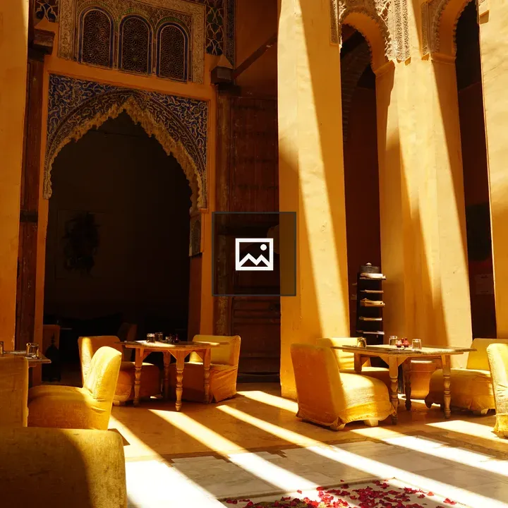 Interior cafe with sun streams