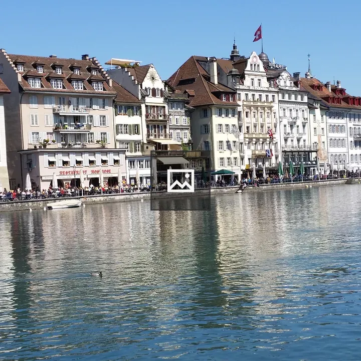 Lucerne riverfront from Chapel Bridge