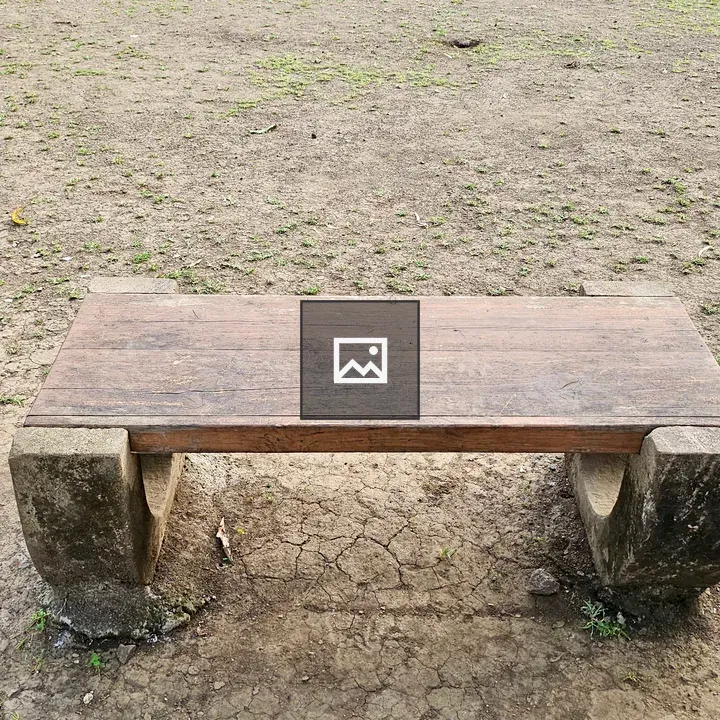 Old wooden bench near Elephanta Caves