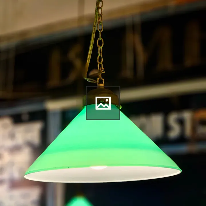Green hanging lamp in interior