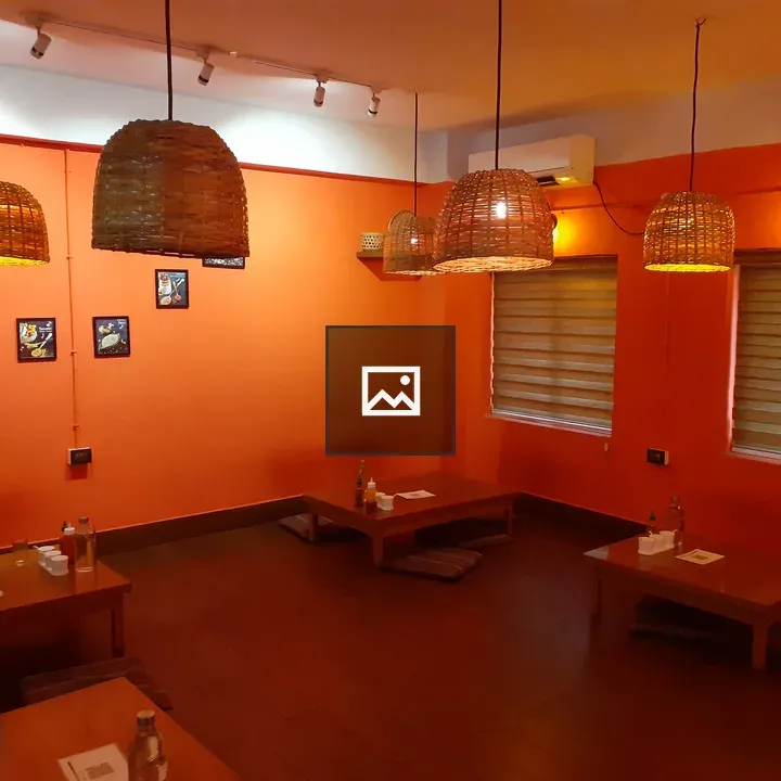 Orange interior room with lighting