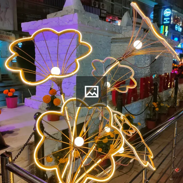 Decorative illuminated wire flower installation