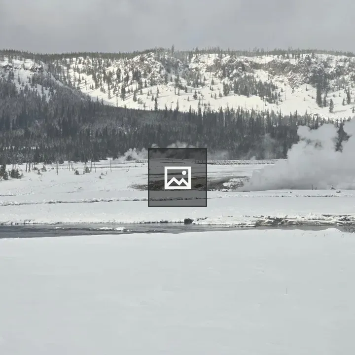 Winter landscape with river and mountains