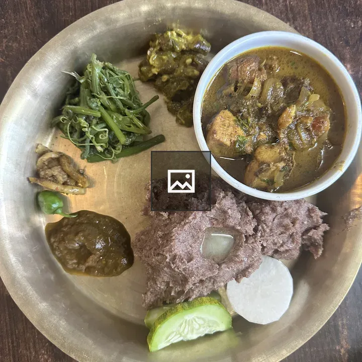 Traditional Nepali dhindo meal