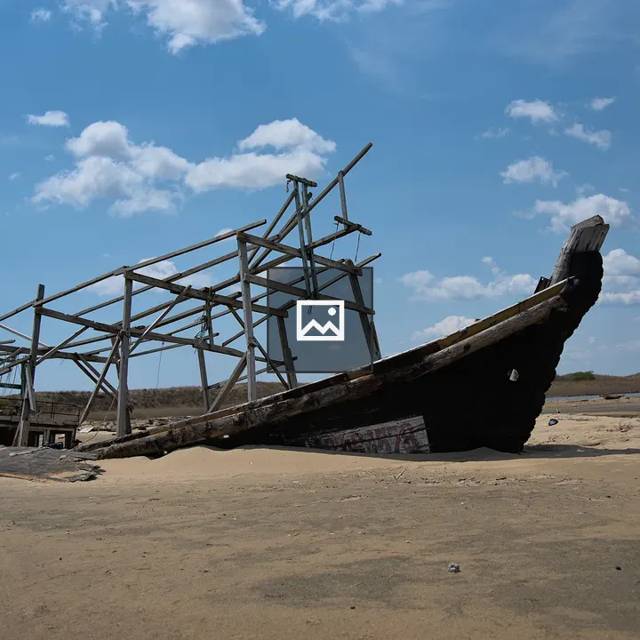 Skeleton of an old fishing boat