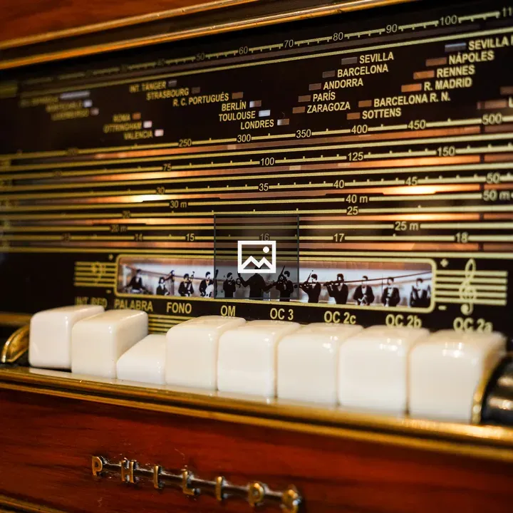 Dial closeup on vintage radio