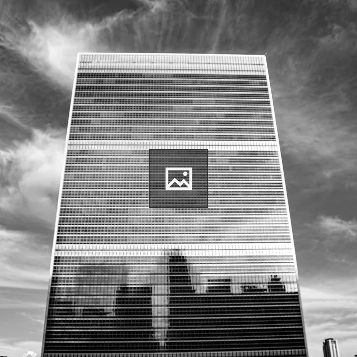 Skyline NYC Reflected in UN Building