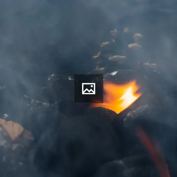 Charcoal and Pinecones Burning